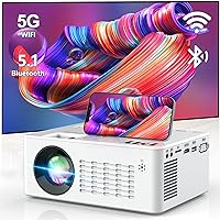 TMY 5G WiFi Projector with Bluetooth 5.1, HD Movie Projector, 1080P Supported Mini Projector, Portable Outdoor Projector, Compatible with TV Stick, Phone, Computer, HDMI, USB, AV, TF