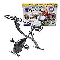 BulbHead As Seen On TV Slim Cycle Stationary Bike, Most Comfortable Exercise Machine, Thick, Extra-Wide Seat & Back Support Cushion, Recline or Upright Position, Twice The Results in Half The Time
