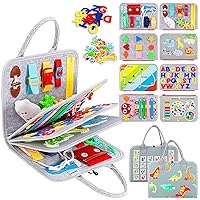 Esjay Busy Board for Toddlers, Busy Book Montessori Toys for 1 2 3 4 Year Old, Sensory Board Learning Activities for Fine Motor Skills, Gifts for Boys Girls, Travel Toys for Airplane Car