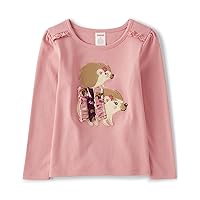Gymboree Girls' and Toddler Embroidered Graphic Long Sleeve T-Shirts