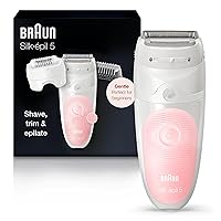 Braun Epilator Silk-épil 5 5-620, Hair Removal Device, Epilator for Women, Shaver & Trimmer, Cordless, Rechargeable, Wet & Dry , 6 Piece Set