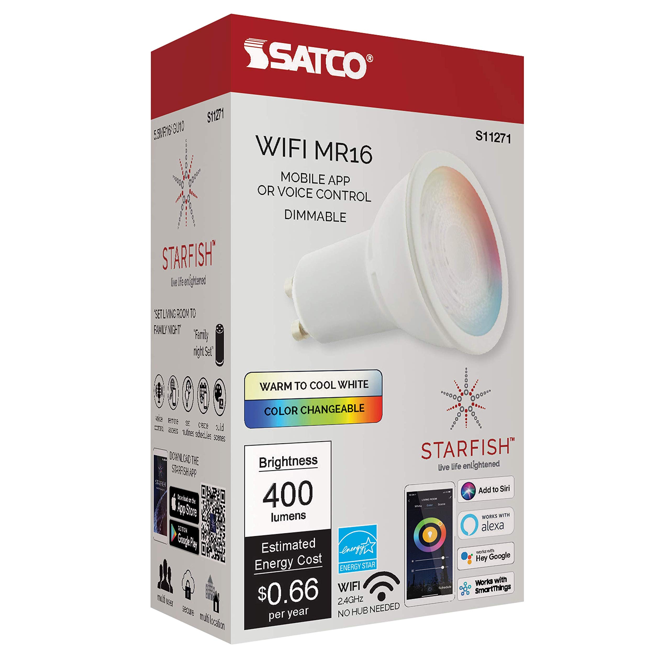 Satco S11271 5.5MR16/GU10/RGB/TW/SF - 6 Pack