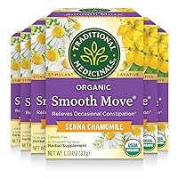 Tea, Organic Smooth Move Chamomile, Relieves Occasional Constipation, Senna, 16 Count(Pack of 6)