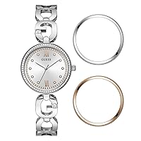 GUESS Women's 30mm Watch - Silver Tone G-Link Silver Tone Dial Silver Tone Case