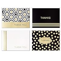 Hallmark Thank You Cards Assortment, Black and Gold Geometric (40 Thank You Notes with Envelopes for Wedding, Business, Graduation, All Occasion)