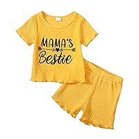 Mioglrie Infant Baby Girl Clothes Ruffle Tops Short Set Toddler Girls Clothing Baby Outfit for Girls
