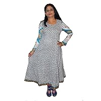 Indian Women 100% Cotton Multi Color Floral Print Summer Long Dress Casual Plus Size