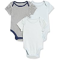 Moon and Back Unisex Babies' Organic Cotton Short-Sleeve Bodysuit, Pack of 3