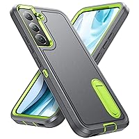 for Samsung Galaxy S22 Plus Case Galaxy S22+ Case with Kickstand Case 3-Layer Military Grade Protective Case Cover Silicone Rugged Shockproof for Galaxy S22 Plus S22+ Phone Case (Gray+Green)