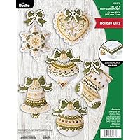 Bucilla, Holiday Glitz, Felt Applique 6 Piece Ornament Making Kit, Perfect for DIY Arts and Crafts, 89637E