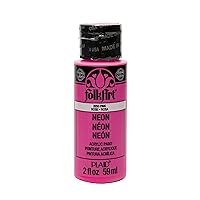 FolkArt Neon Acrylic Paint in Assorted Colors (2 Ounce), 2850 Neon Pink