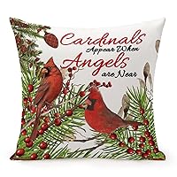 Cardinals Appear When Angels are Near Decorative Throw Pillow Cover Red Bird Sign Cushion Case, Home Decoration Spring Summer Outside Pillowcase Farmhouse Decor for Sofa Couch 18