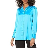 The Drop Women's @Lucyswhims Long-Sleeve Button-Down Stretch Satin Shirt