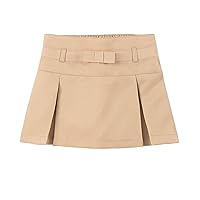 Nautica Girls' School Uniform Pleated Pull-on Scooter Skirt with Undershorts, Knit Waistband & Functional Pockets