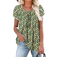 BETTE BOUTIK tunic tops floral loose fit tops for women wrinkle free travel clothes for women plus size green tops for women LYellowOrange X-Large