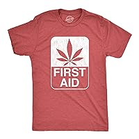 Mens First Aid T Shirt Funny 420 Marijuana Pot Leaf Graphic Weed Tee for Stoner