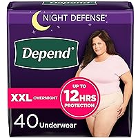 Depend Night Defense Adult Incontinence & Postpartum Bladder Leak Underwear for Women, Disposable, Overnight, Extra-Extra-Large, Blush, 40 Count (4 Packs of 10), Packaging May Vary