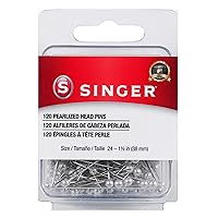 SINGER 07051 Pearlized Head Straight Pins, Size 20, 150-Count, White