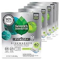 Power Plus Dishwasher Detergent Packs Fresh Citrus scent for sparkling dishes Dishwasher tabs, 40 Count (Pack of 5)