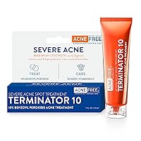 Terminator 10 Acne Spot Treatment with Benzoyl Peroxide 10% Maximum Strength Acne Cream Treatment, 1 Ounce - Pack Of 1