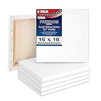 U.S. Art Supply 16 x 16 inch Stretched Canvas 12-Ounce Triple Primed, 6-Pack - Professional Artist Quality White Blank 3/4