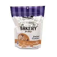 Three Dog Bakery Crunchy Classic Animal Crackers, Peanut Butter Flavor, Premium Treats for Dogs, brown, 13 oz