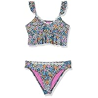 Hobie Girls Cap Sleeve Bralette Bikini Top & Sash Tab Hipster Bottom Swimsuit Set