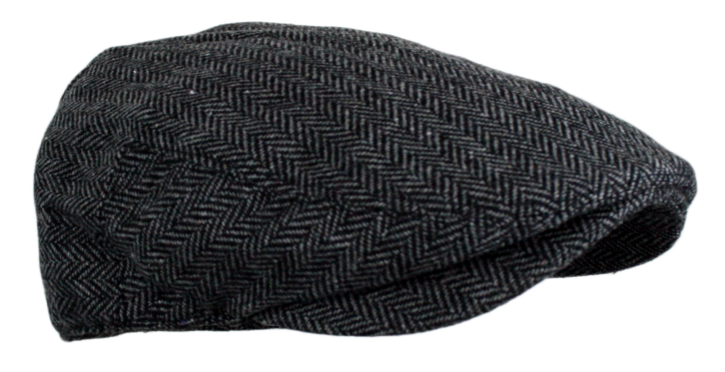 Wonderful Fashion Men's Classic Herringbone Tweed Wool Blend Newsboy Ivy Hat (Large/X-Large, Charcoal)