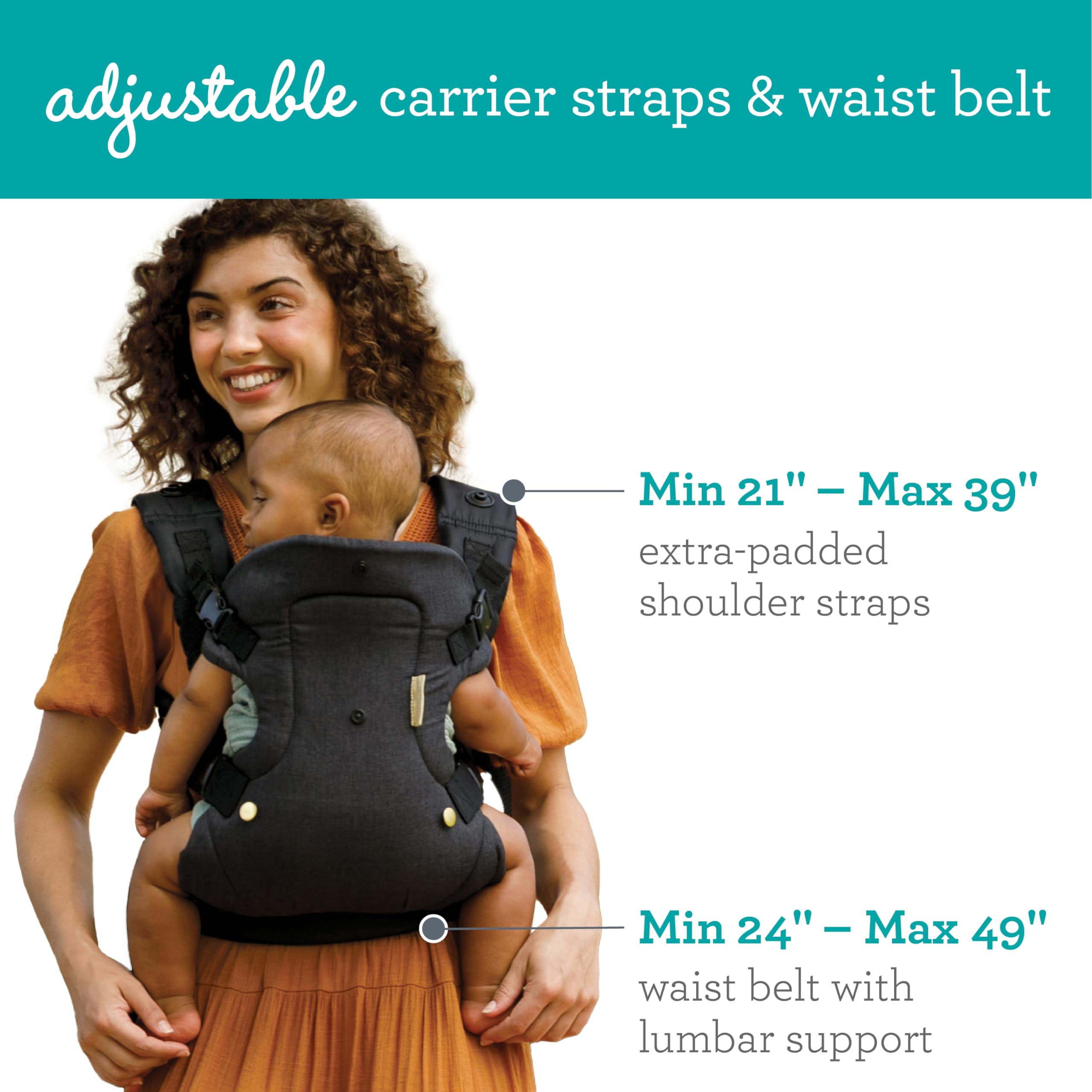 The Infantino Flip 4-in-1 Convertible Baby Carrier & Crossbody Diaper Bag - Grow-with-Me Carrier with Attachable Crossbody Diaper Bag, Black and Gold, 2-Piece Set