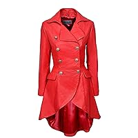 Smart Range EDWARDIAN Ladies Women Red Napa WASHED Real Leather PLAIN BACK Jacket Coat Gothic 3491-P