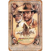 Indiana Jones and The Last Crusade Movie Poster Retro Metal Sign for Cafe Bar Pub Office Home Wall Decor Vintage Tin Sign Gift 12 X 8 inch