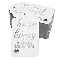 Silver Foil Paper Hang Tags Hugs and Kisses from The New Wedding Favor Tags 100 Pcs