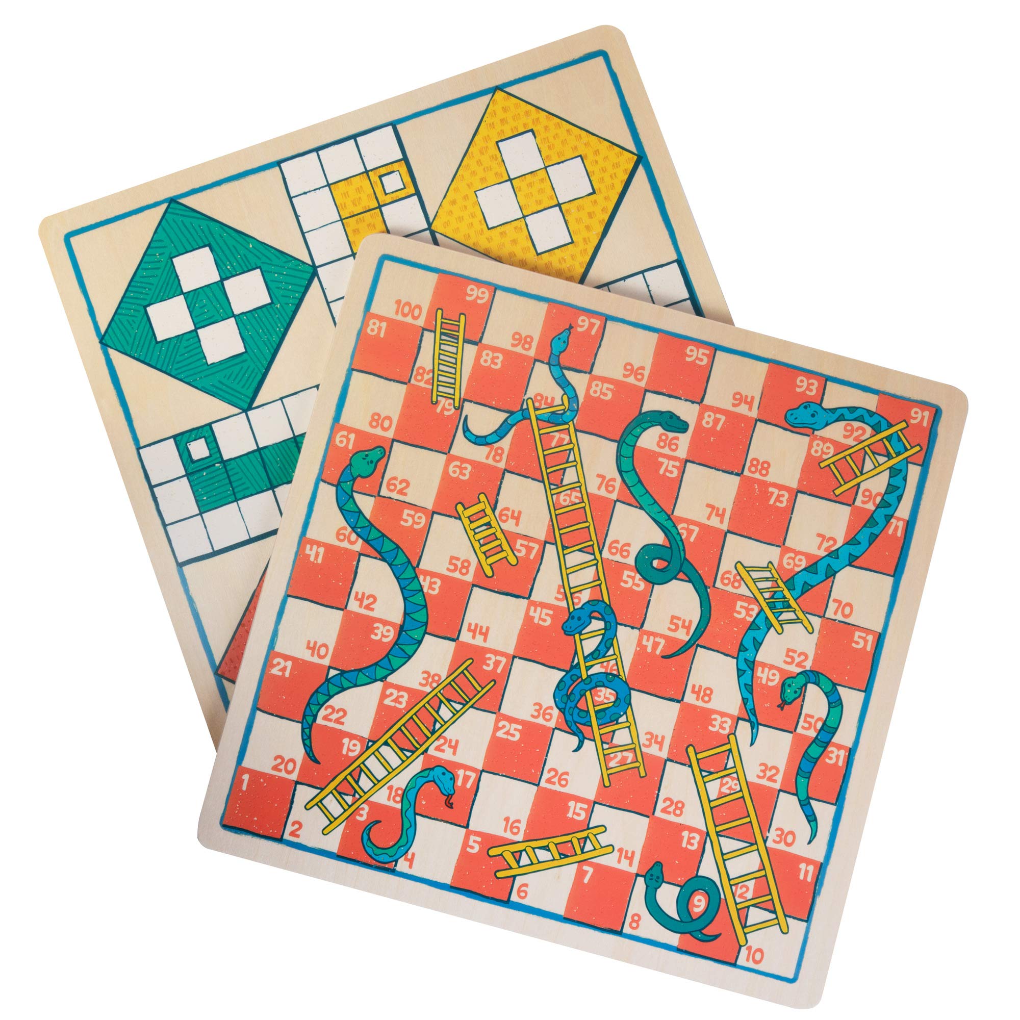 2 Games in 1 Wooden Combo Table Game Set - Includes Ludo and Snakes & Ladders!