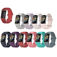 Compatible Soft Silicone Bands Sports Wristbands Replacement for Fitbit Charge 5&Charge 6 Advanced Fitness & Health Tracker Accessories Small/Large Watchbands