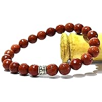 Bracelet - Red Jasper Diamond Cut Natural Crystal Bead Bracelet Size 8MM Natural Chakra Balancing Crystal Healing Stone