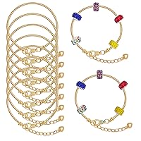 tiggell 10pcs Chain Bracelets Kit Gold Plated Snake Chain with Heart Lobster European Charm Bracelet for Christmas DIY Women Girls Jewelry Findings Bracelet Making (Gold)
