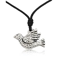 Unique Dove Bird of Peace Silver Pewter Charm Necklace Pendant Jewelry