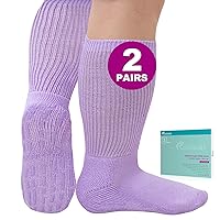 Extra Width Socks for Swollen Feet-2 Pairs Super Wide Diabetic Socks for Women Men,Super Wide Diabetic Non Slip Socks Hospital Socks
