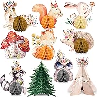 Woodland Baby Shower Decorations Floral Woodland Animal Honeycomb Centerpieces Stick Pink Flowers Boho Woodland Creatures Shaped Cutouts Table Decorations for Girl Forest Theme Party Favors Home Decor