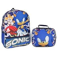 AI ACCESSORY INNOVATIONS Sonic The Hedgehog Tails And Knuckles Kids School Travel Backpack 2 Piece Set With Detachable Lunch Box
