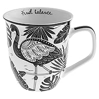 Gifts 16 oz Black and White Boho Mug Flamingo - Cute Coffee and Tea Mug - Ceramic Coffee Mugs for Women and Men