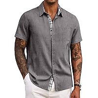 COOFANDY Men's Button Down Shirts Short Sleeve Casual Shirts Summer Beach Shirts Vacation Wedding Shirts with Pocket