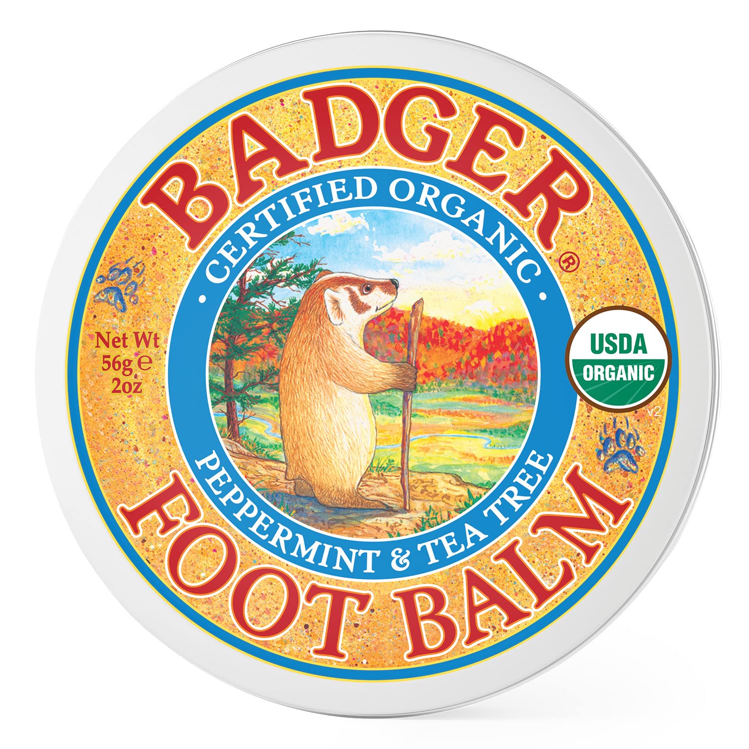 Badger Foot Balm, Organic Tea Tree & Olive Oil Foot Care for Dry Cracked Heel Repai, 2 oz Cream