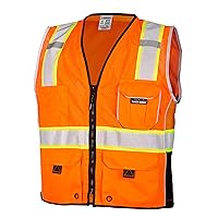 Premium Black Series Heavy Duty Unisex Reflective Safety Vest, ANSI Type R/Class 2 Compliant, 6 Pockets