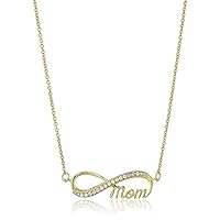 Amazon Collection Gold Plated 925 Sterling Silver AAA Cubic Zirconia Infinity Mom,Infinity,Sisters,Hope Pendant Necklace