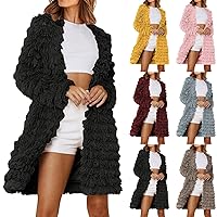 Fur Coats for Women Faux Fur Jackets Fall Fashion Women's 2023 Winter Open Front Long Shaggy Coat Outerwear Fall Jacket
