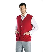 Cashmere Boutique: Men's 100% Pure Cashmere Sleeveless Cardigan Vest Sweater (7 Colors, Sizes: S/M/L/XL)