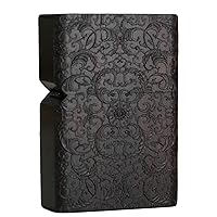 Apply to Zippo Lighter Module for Natural Wood Ebony Wood Carving Lighter Shell Box (Rich Flower, Rich Flower)
