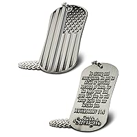 Shields of Strength Thin Gray Line Corrections Officer Dog Tag Necklace-Deuteronomy 31