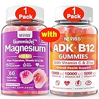 NEVISS 1Pack Magnesium Filled Gummies + 1Pack Vitamin ADK with B12 Gummies